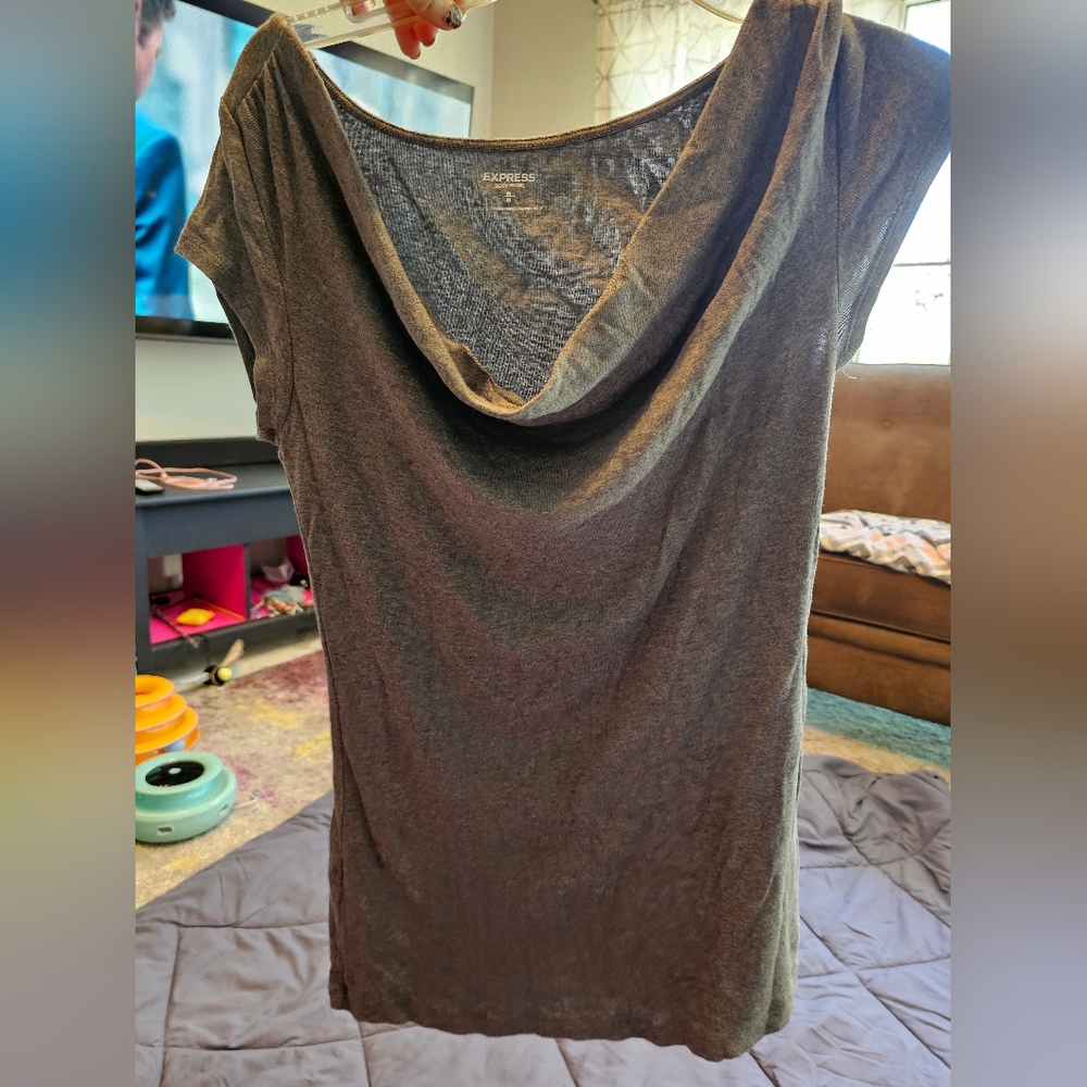 Express Charcoal Cowl Neck Top